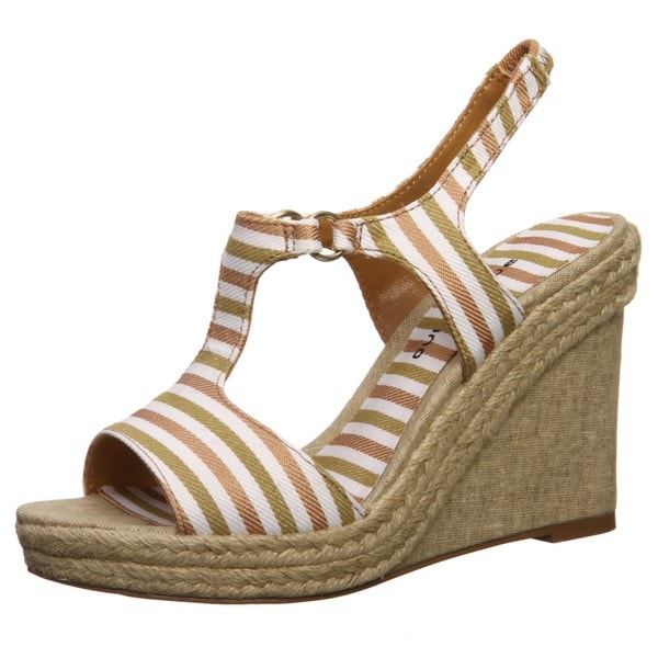 Shop Ann Marino Women�s �Jackel� Tan Striped Espadrille
