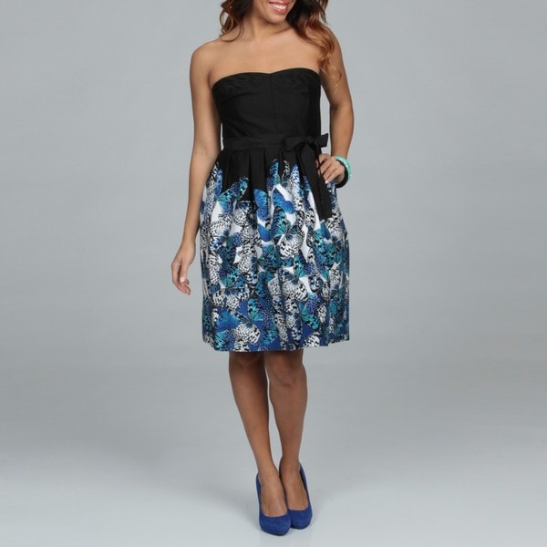 Spense Women's Black Floral Skirt Dress Spense Casual Dresses