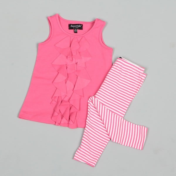 ABS Infant Girls Ruffle Front Top with Striped Leggings Set c1c1c636