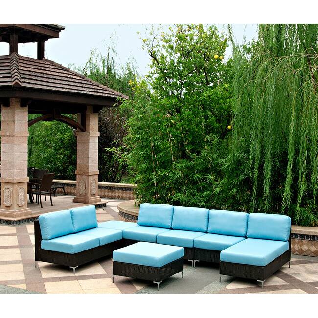 Handy Living Napa Springs Ocean Blue 6 Piece Indoor/Outdoor Wicker Furniture Set