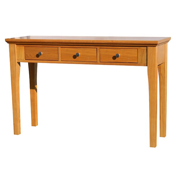 Fraser Three-Drawer Golden Oak Console/SofaTable - Free Shipping Today ...