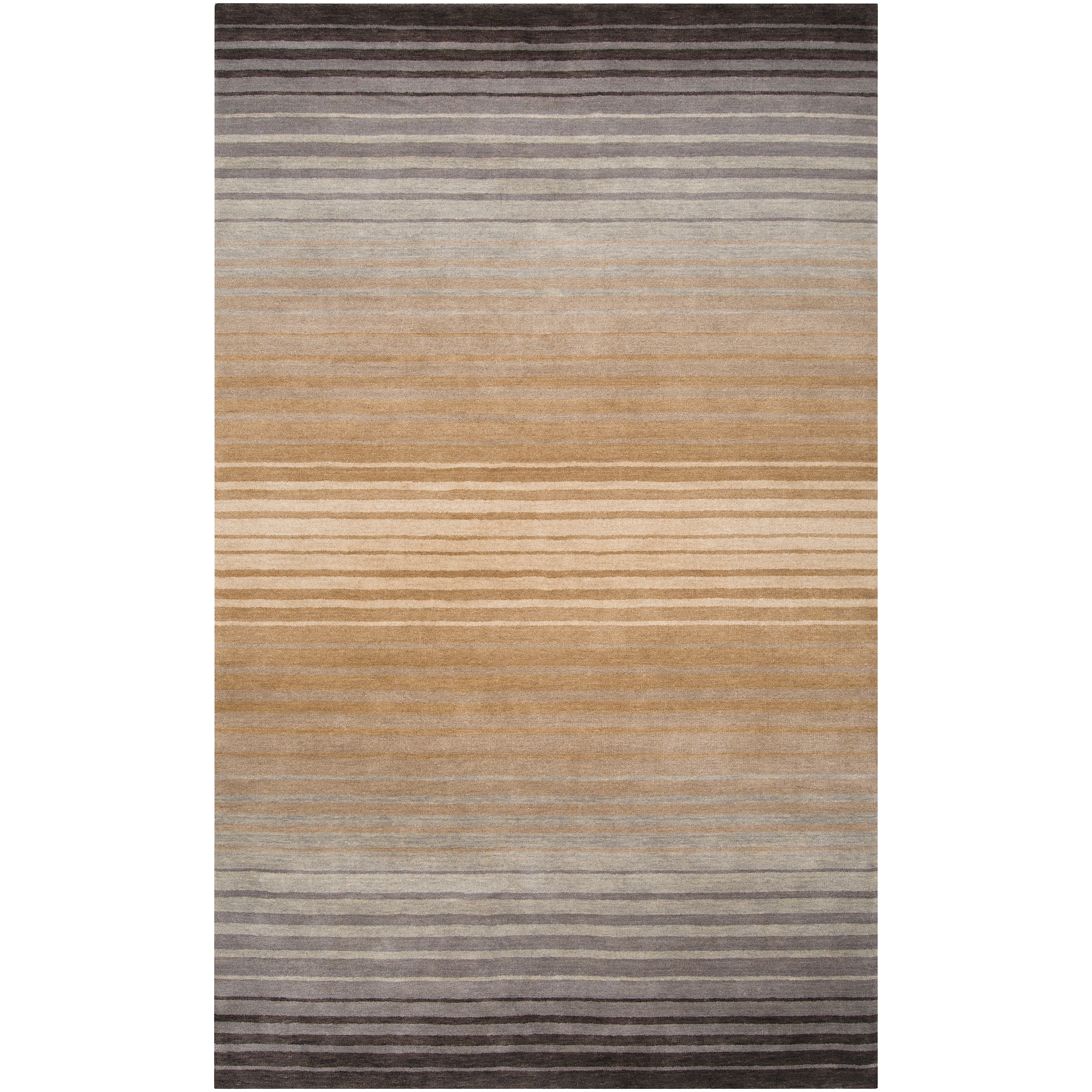 Hand crafted Brown Grey Ombre Casual Attica Wool Rug 8 X 11