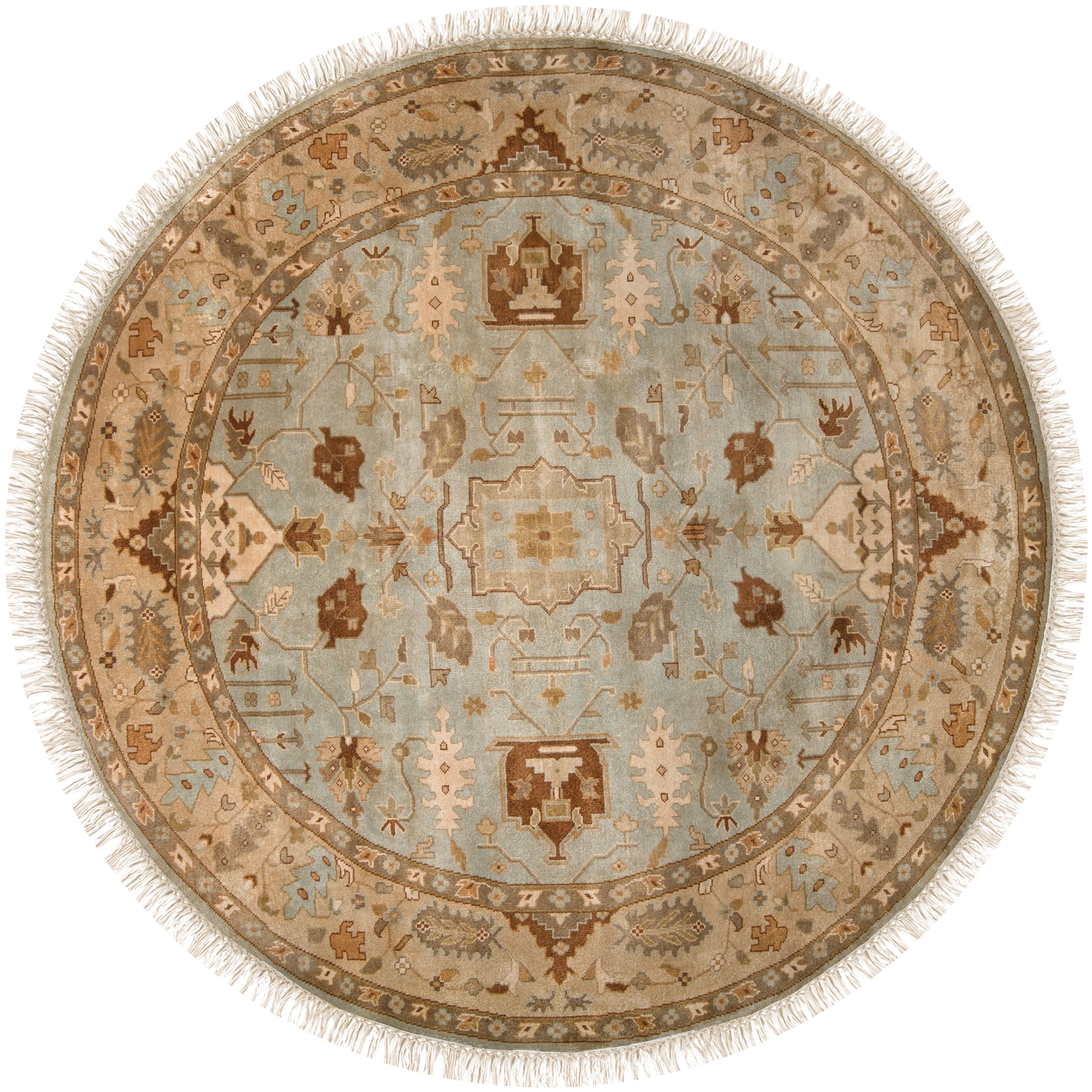 Hand knotted Glasgow Semi worsted New Zealand Wool Rug (8 Round)