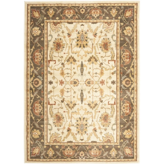 Oushak Cream/brown Powerloomed Oriental Rug (4 X 57)