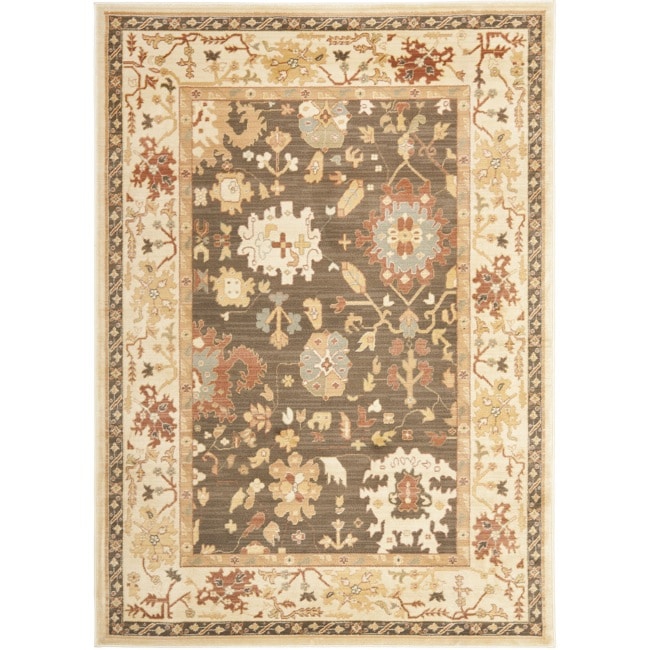 Oushak Brown/ Cream Powerloomed Rug (4 X 57)