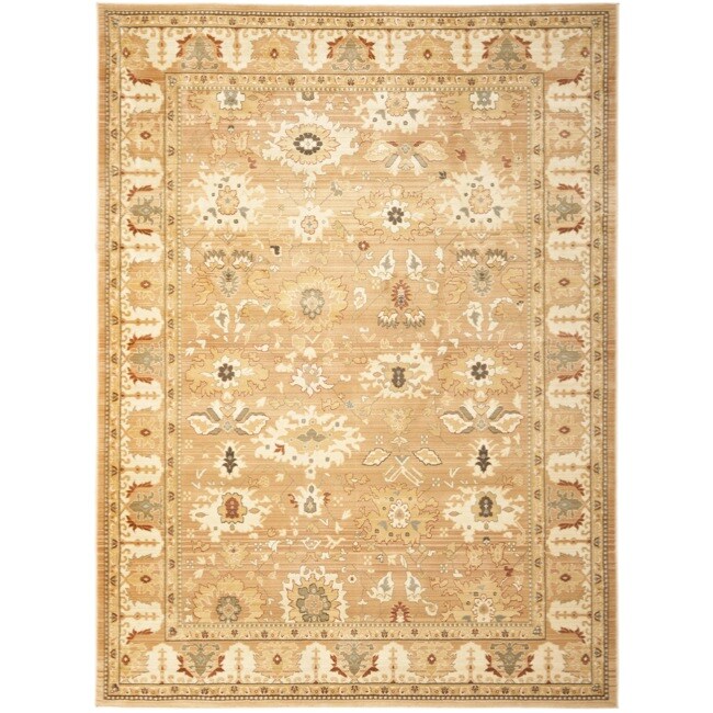 Oushak Light Brown/ Light Brown Powerloomed Rug (96 X 13)