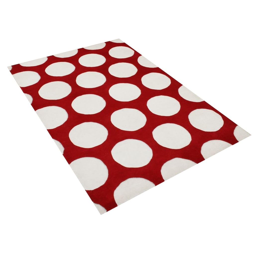 Alliyah Handmade Red New Zealand Blend Wool Rug - Red/Dew - 5' x 8'