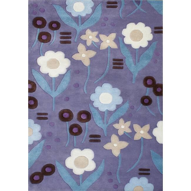 Alliyah Handmade Purple New Zealand Blend Wool Rug - 5' x 8'