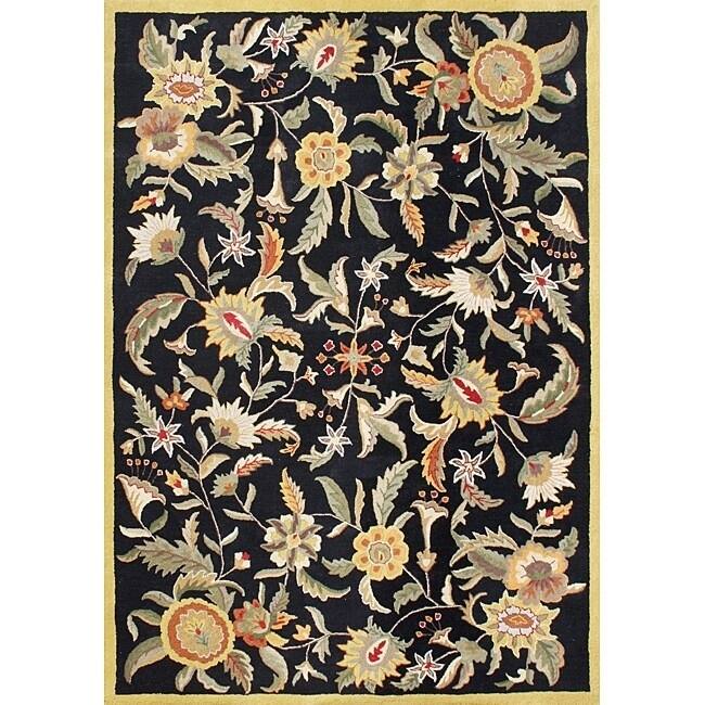 Alliyah Handmade Black New Zealand Blend Wool Rug - 4' x 6'