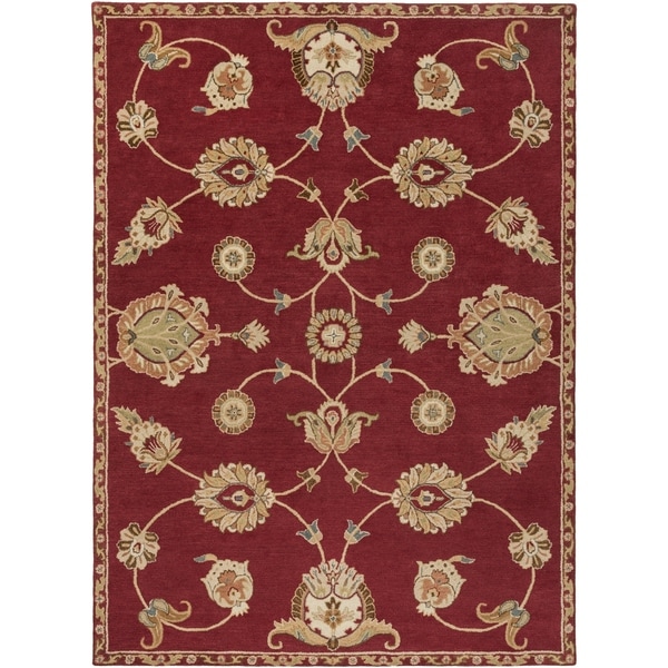 Shop Hand-Tufted Naas Red/Ivory Traditional Floral Wool ...