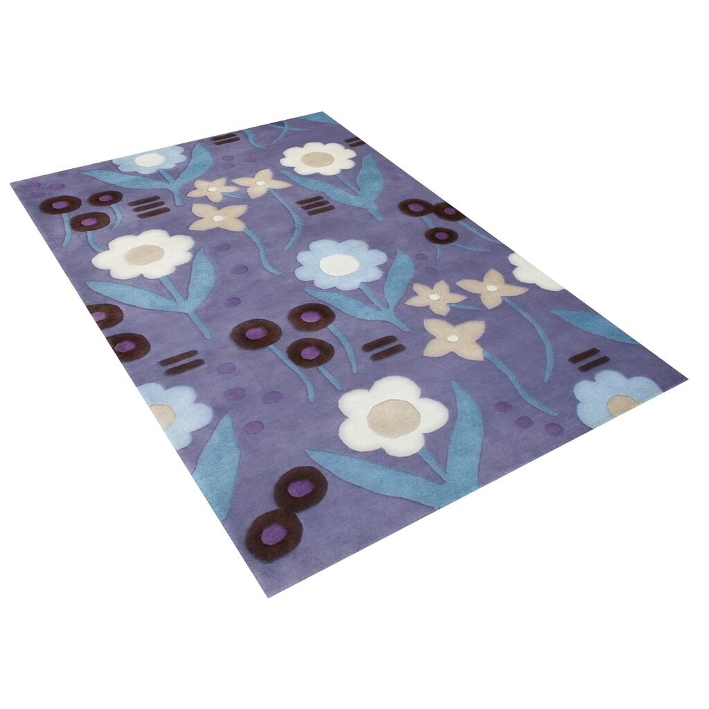 Alliyah Handmade Purple New Zealand Blend Wool Rug - 4' x 6'