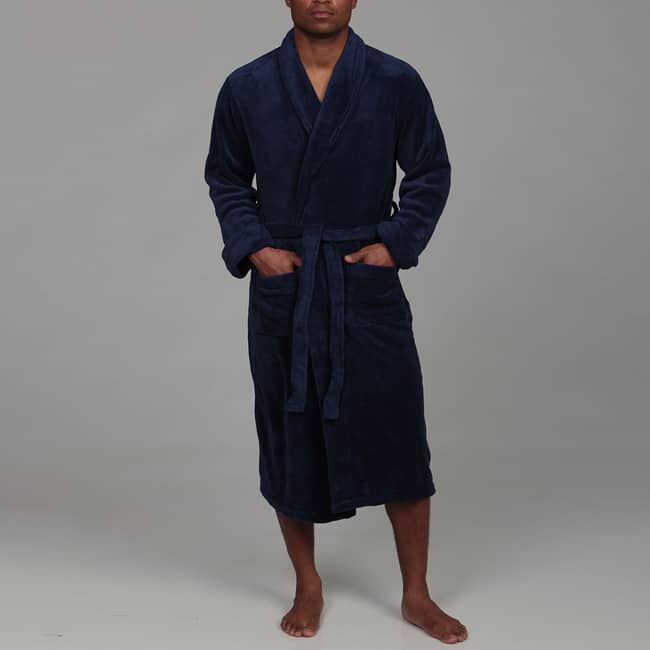 Woven Workz Unisex 'Boston' Navy Microfiber Bath Robe