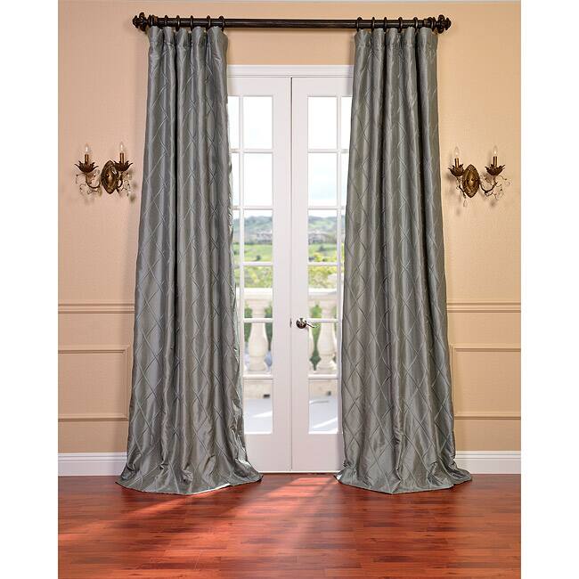 Exclusive Fabrics Alexandria Platinum Faux Silk Embroidered 120-inch Curtain Panel - 50 x 120