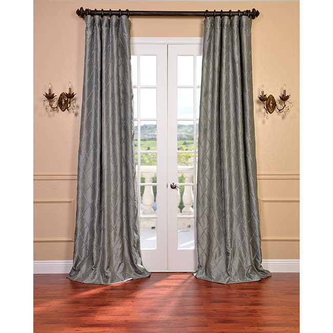 Exclusive Fabrics Alexandria Platinum Faux Silk Embroidered 96-inch Curtain Panel - 50 x 96