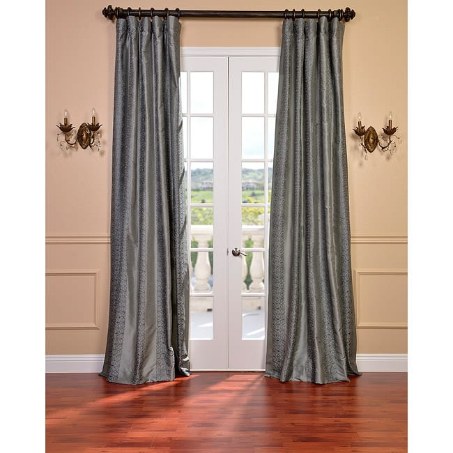 Exclusive Fabrics Sterling Platinum Faux Silk Embroidered 108-inch Curtain (1 Panel) - 50 X 108