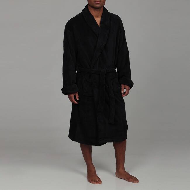 Woven Workz Unisex Boston Microfiber Black Bath Robe