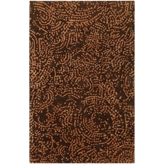 Hand-knotted Contemporary Brown/Tan Kipengre Semi-Worsted New Zealand Wool Abstract Area Rug - 5' x 8' - 5' x 8'