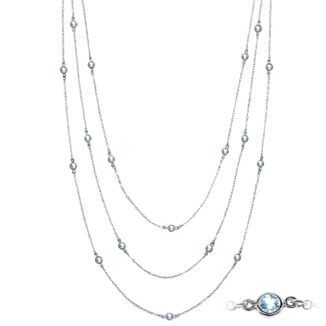 Shop Sterling Silver Blue Topaz Station Necklace - Free Shipping Today ...