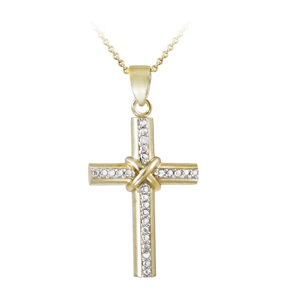 DB Designs Two tone Diamond Accent Cross Necklace   Shopping