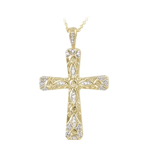 Shop DB Designs Sterling Silver Diamond Accent Cross Necklace - Free ...