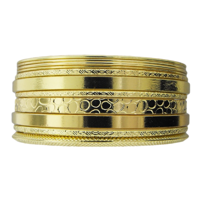 Goldtone Textured 11-piece Bangle Bracelet Set