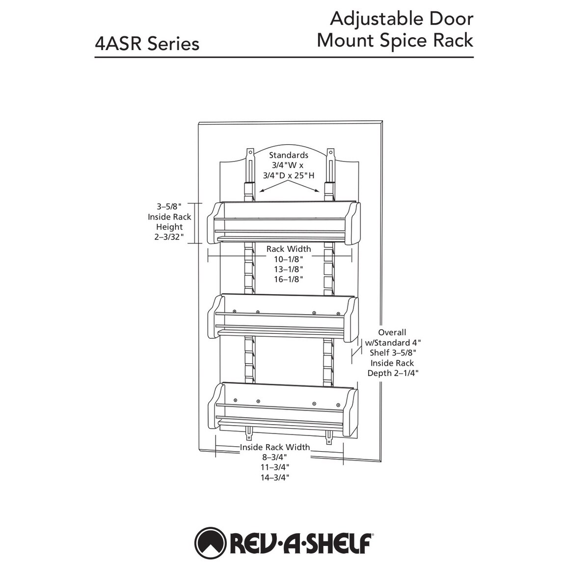 Rev-A-Shelf 4ASR-15 Adjustable Door Mount Spice Rack