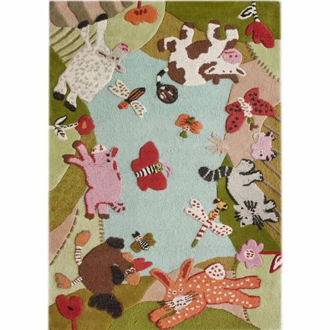 Nuloom Handmade Kids Animal Farm Wool Rug (5 X 7)