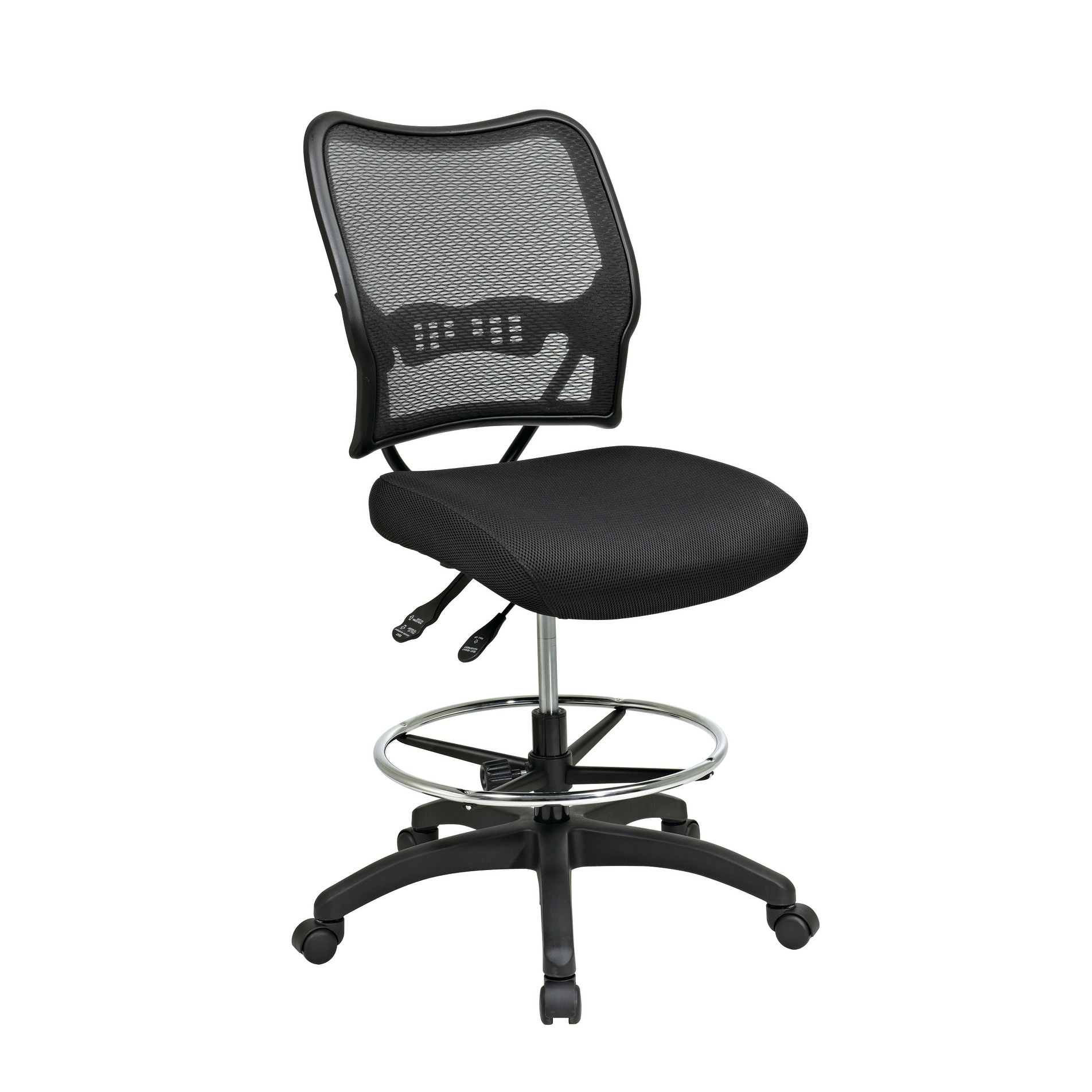OSP Deluxe Ergonomic MeshBack Drafting Chair with Mesh Seat and Lumbar Support and Adjustable Height