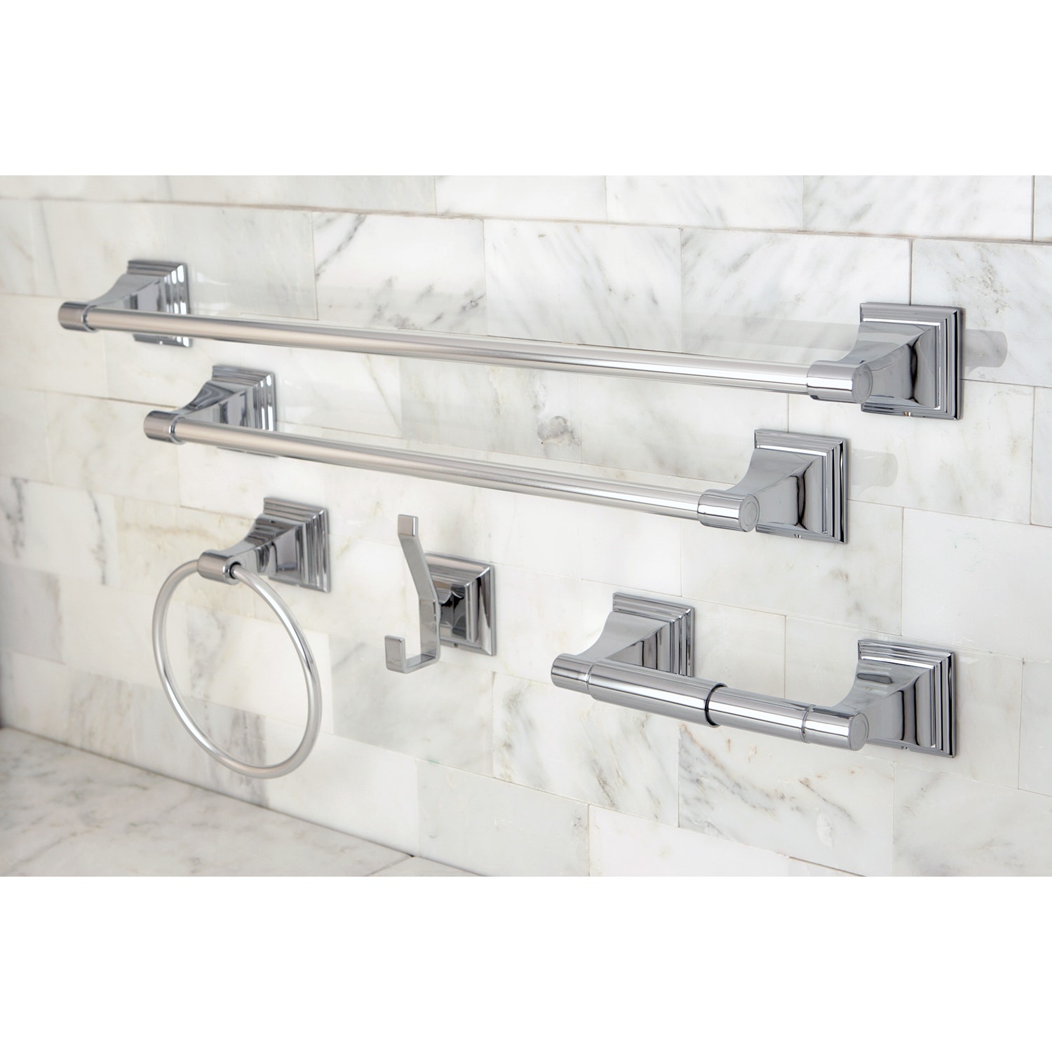 5 piece chrome bathroom accessory set