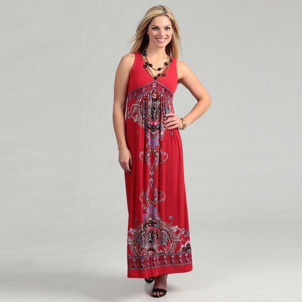 Shop Sandra Darren Women's Red Multi Maxi Dress - Free Shipping Today ...