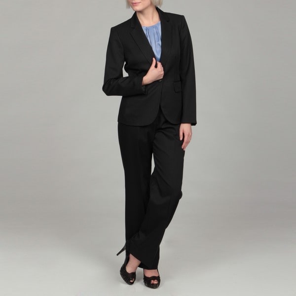 Kasper Women's Black/ Blue Pinstripe 3-piece Suit - Free Shipping Today ...