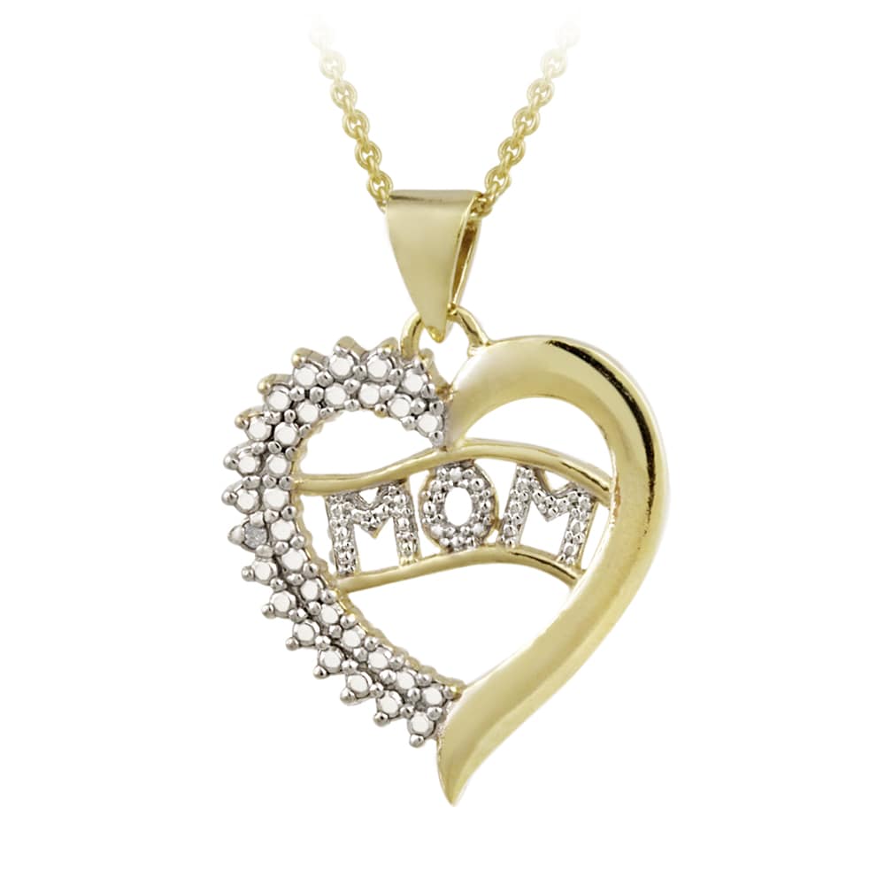 DB Designs 18k Gold over Sterling Silver Diamond Accent Heart 'Mom ...