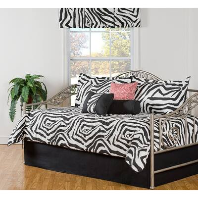 Black and White Zebra Print 7-Piece Cotton Daybed Set
