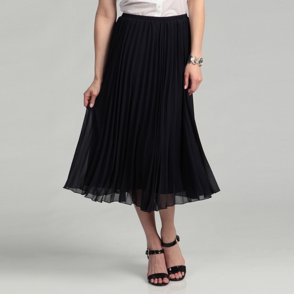 R.Q.T Women's Neo Navy Solid Pleat Skirt - Overstock™ Shopping - Top ...