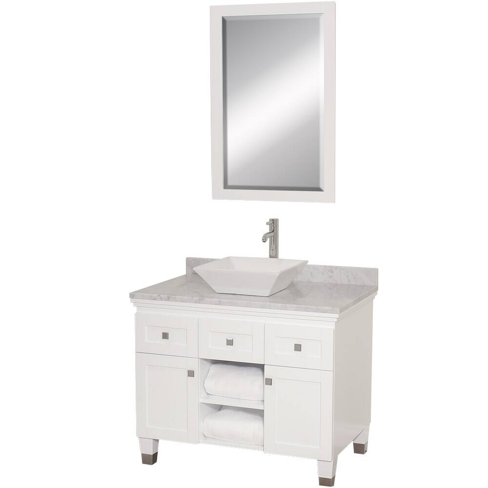 Wyndham Collection Premiere' White 36-inch Solid Oak Single Bathroom Vanity