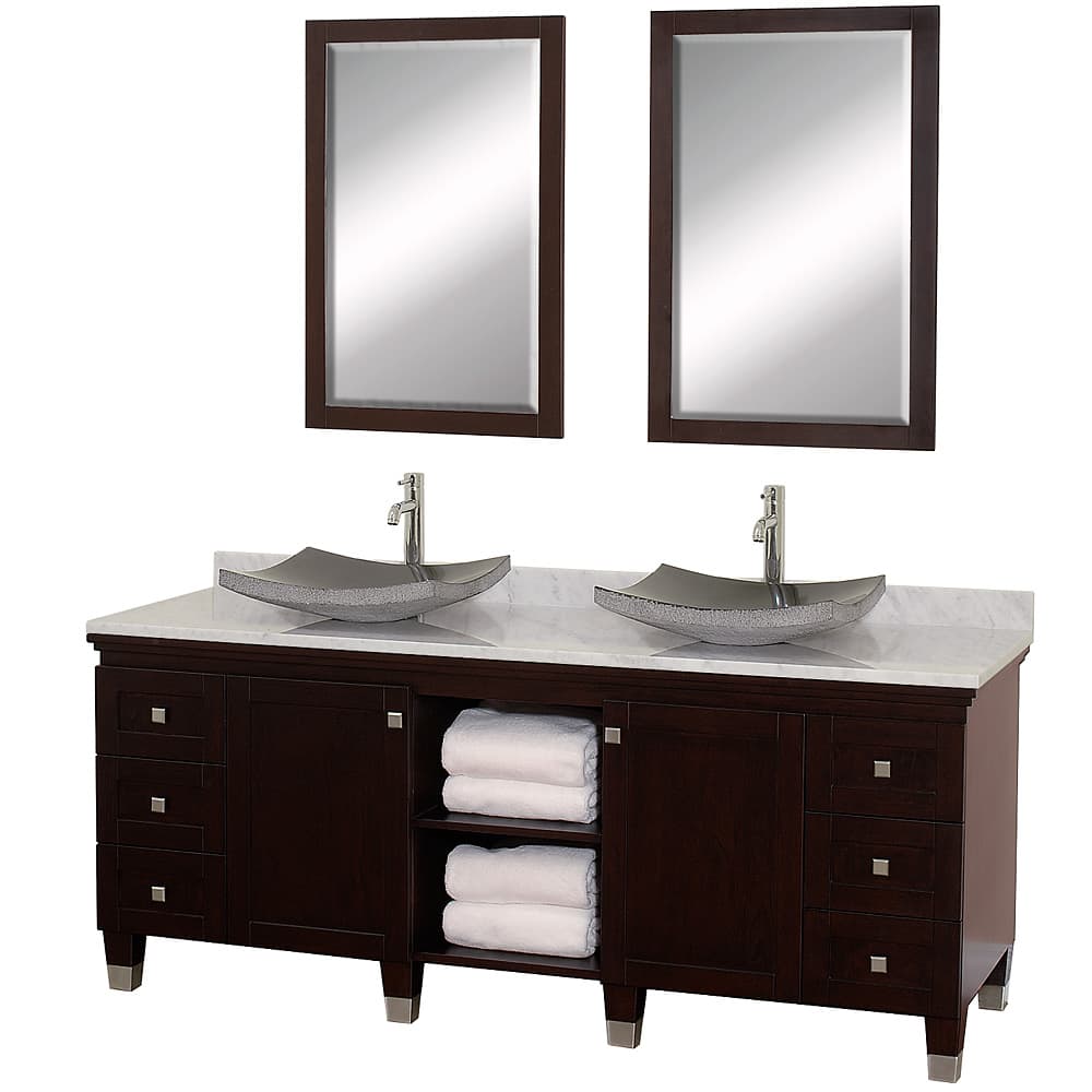 Wyndham Collection Premiere' Espresso 72-inch Solid Oak Double Bathroom Vanity