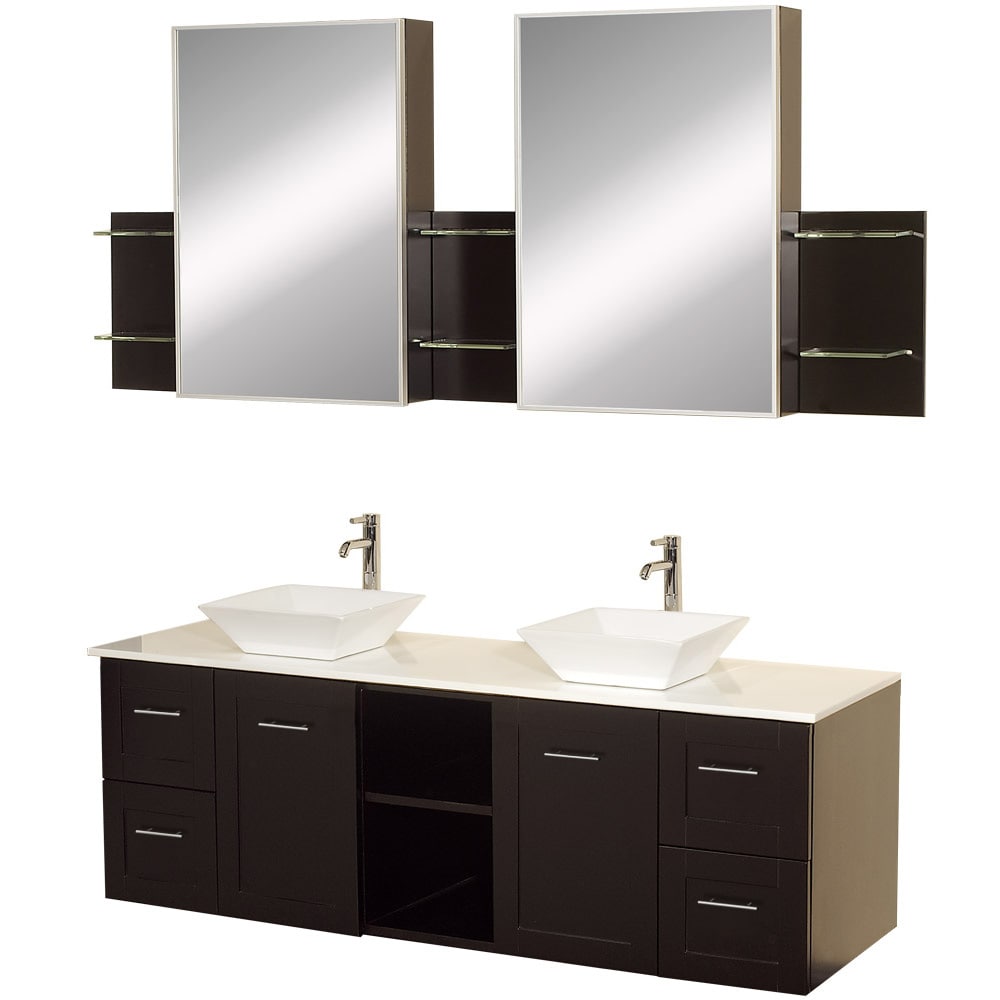 Wyndham Collection Avara Espresso 60 inch Double Bathroom Vanity Set