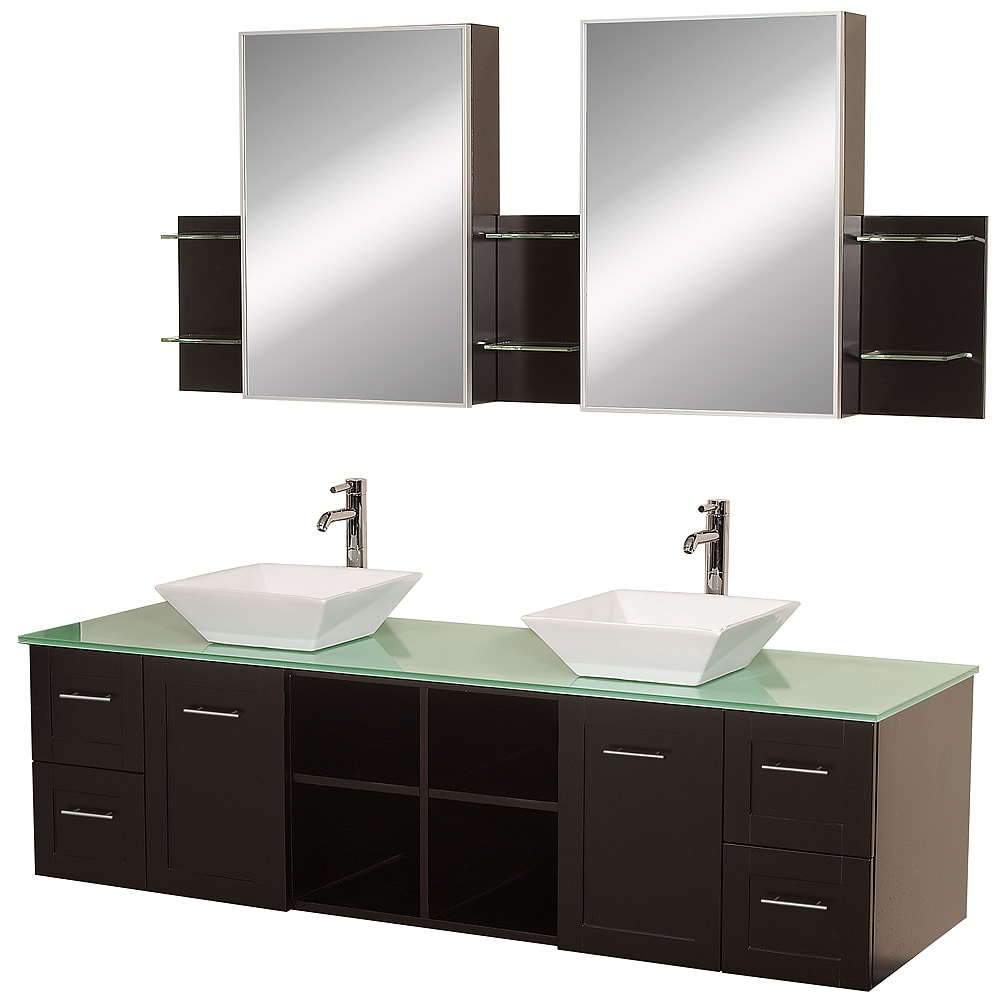 shop wyndham collection avara espresso 72-inch double bathroom