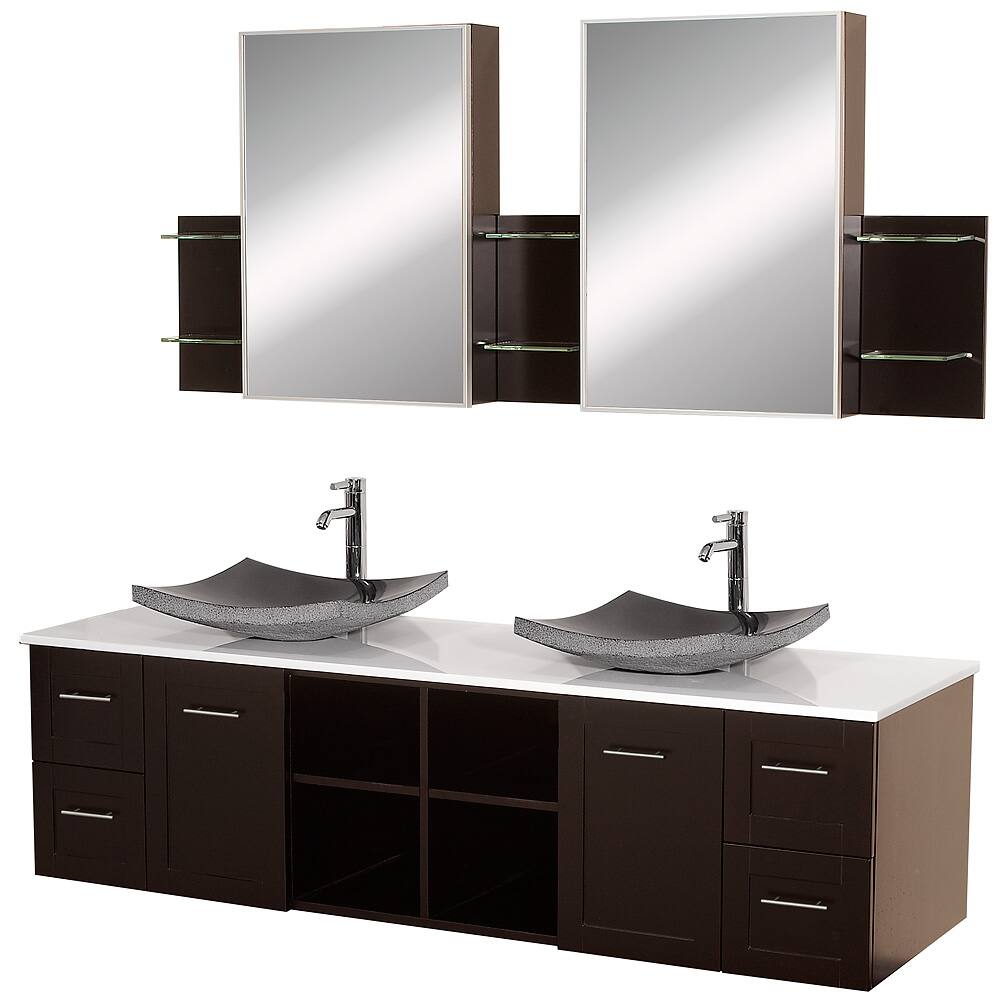 Wyndham Collection Avara Espresso 72- inch Double Bathroom Vanity Set