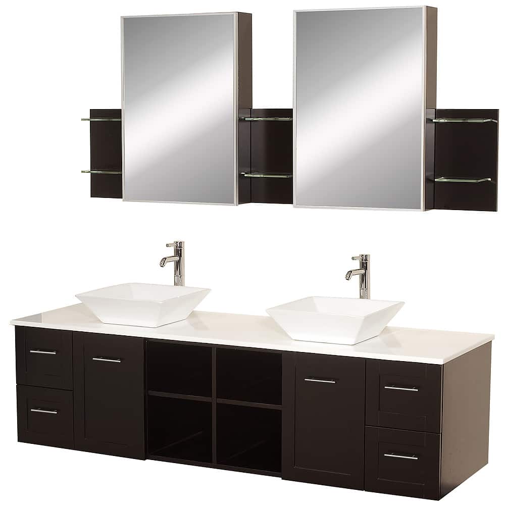Wyndham Collection Avara Espresso 72-inch Double Bathroom Vanity Set