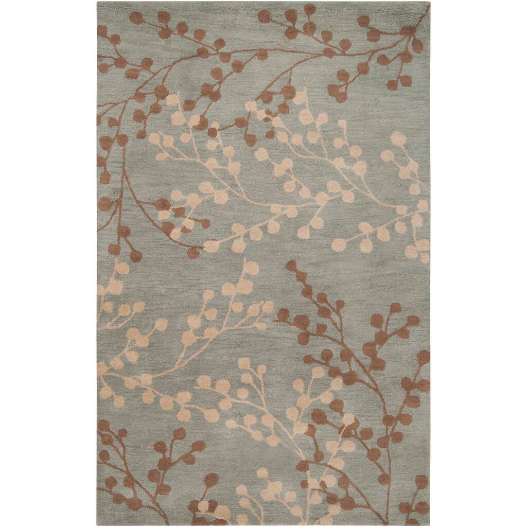 Hand-tufted Blossom Blue Floral Wool Area Rug - 5' x 7'9"