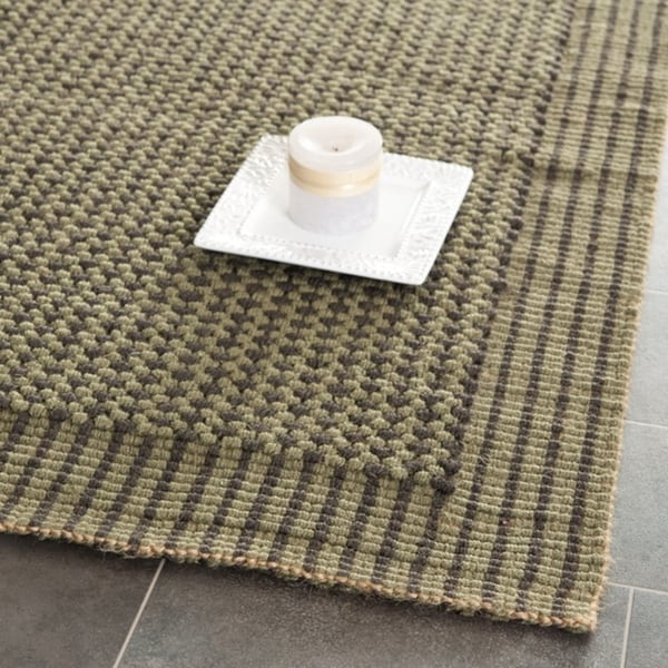 Safavieh Casual Natural Fiber Hand-Woven Loop Charcoal Grey/ Green Rug - 8' x 10'