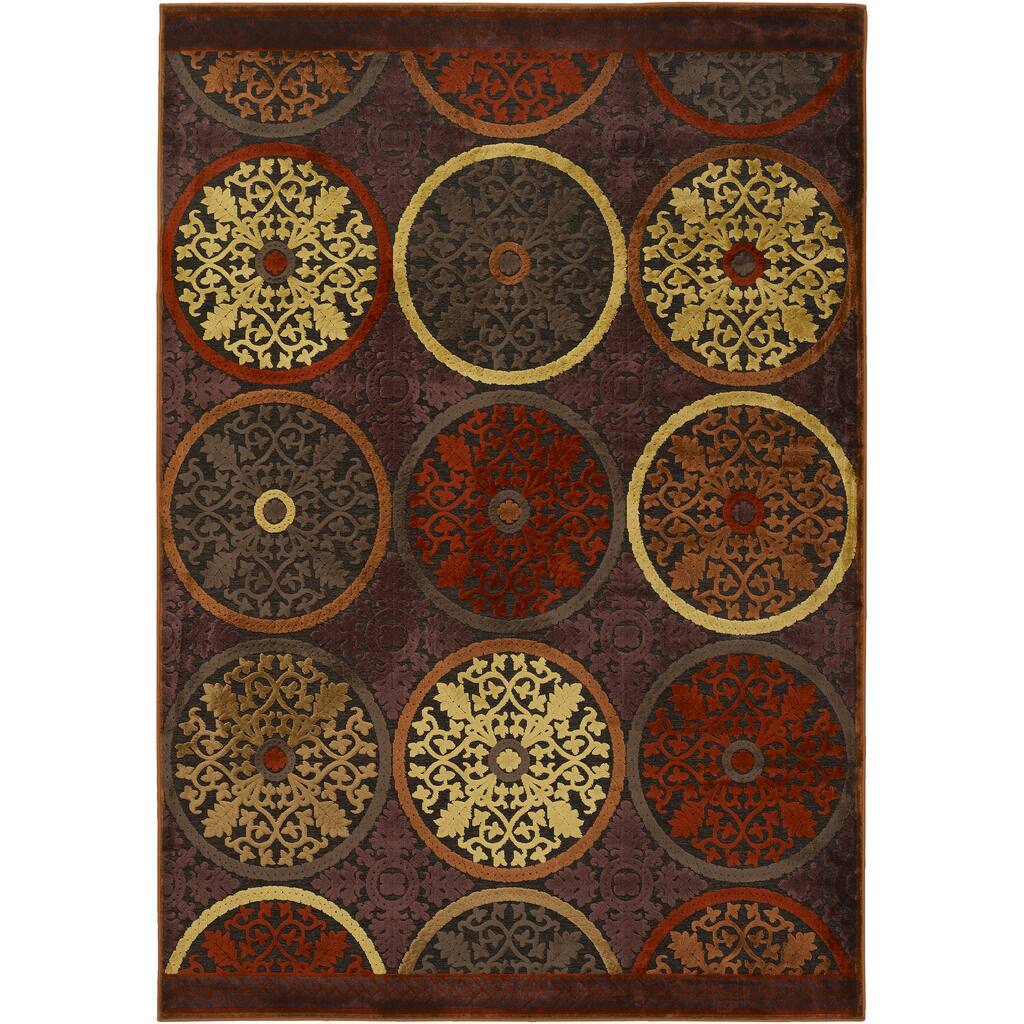 Clay Red Multicolor Viscose/Chenille Area Rug - 5'2" x 7'6"