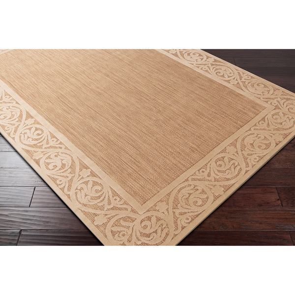 Meticulously Woven Garden View Beige Bordered Area Rug (5' x 7'6)