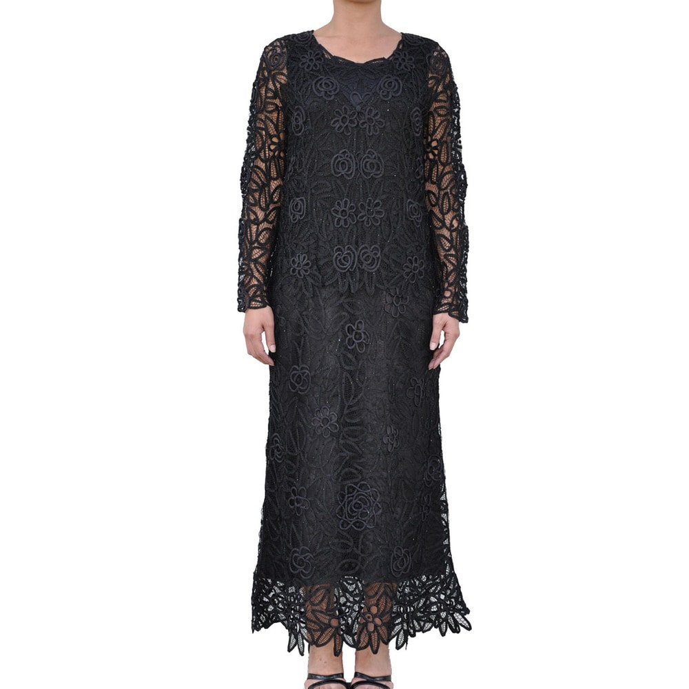 Shop Soulmates Women's Hand-crocheted Black Formal 2-piece Dress Set ...