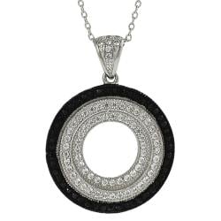 Tressa Silvertone Black and White Cubic Zirconia Circle Necklace Tressa Cubic Zirconia Necklaces