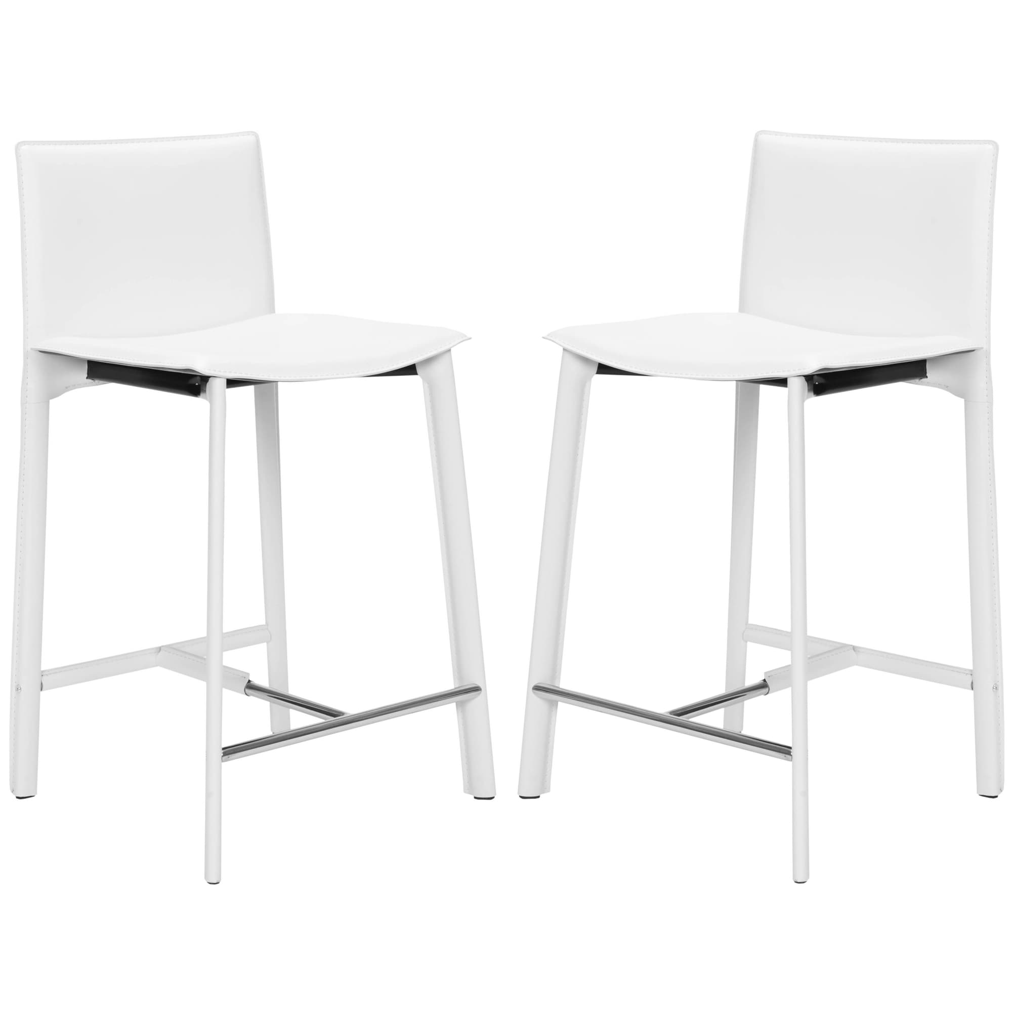 Safavieh Madison Ave 24 inch White Leather Counter Stools (set Of 2)