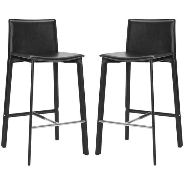 Safavieh Madison Ave 30 inch Black Leather Bar Stool (Set of 2) Safavieh Bar Stools