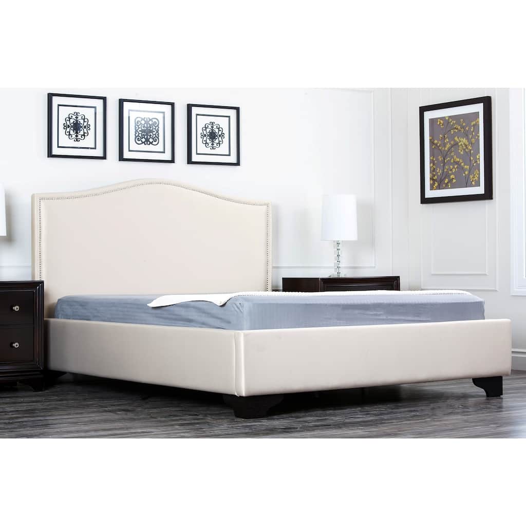 Abbyson Camden Cream Fabric King-size Platform Bed