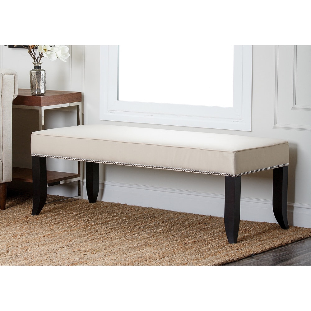 Abbyson Living Camden Cream Fabric Ottoman Bench